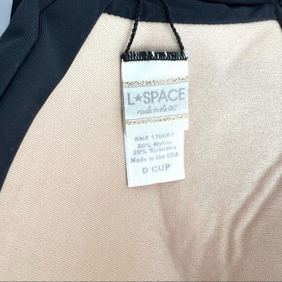 LSpace Black Contrast Geo Twist Bandeau Bikini Top D Cup Colorblock Y2K - Picture 5 of 5